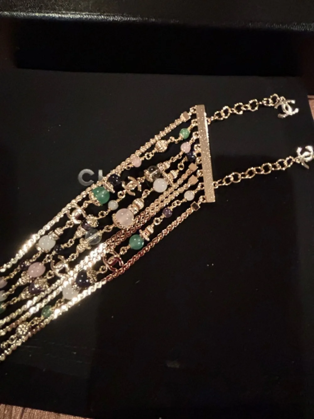 Chanel Multicolor Beaded Gold-Tone Bracelet - Picture 8 of 11